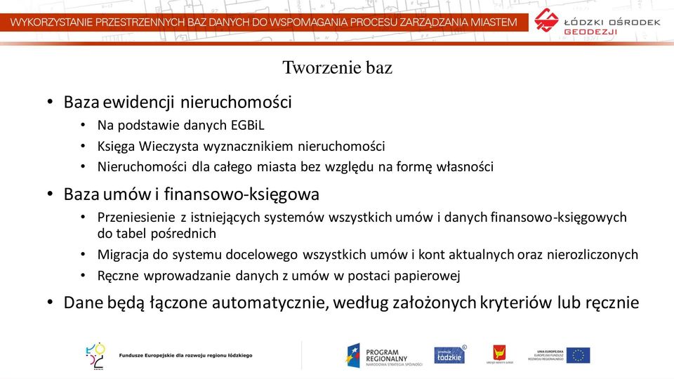 danych finansowo-księgowych do tabel pośrednich Migracja do systemu docelowego wszystkich umów i kont aktualnych oraz