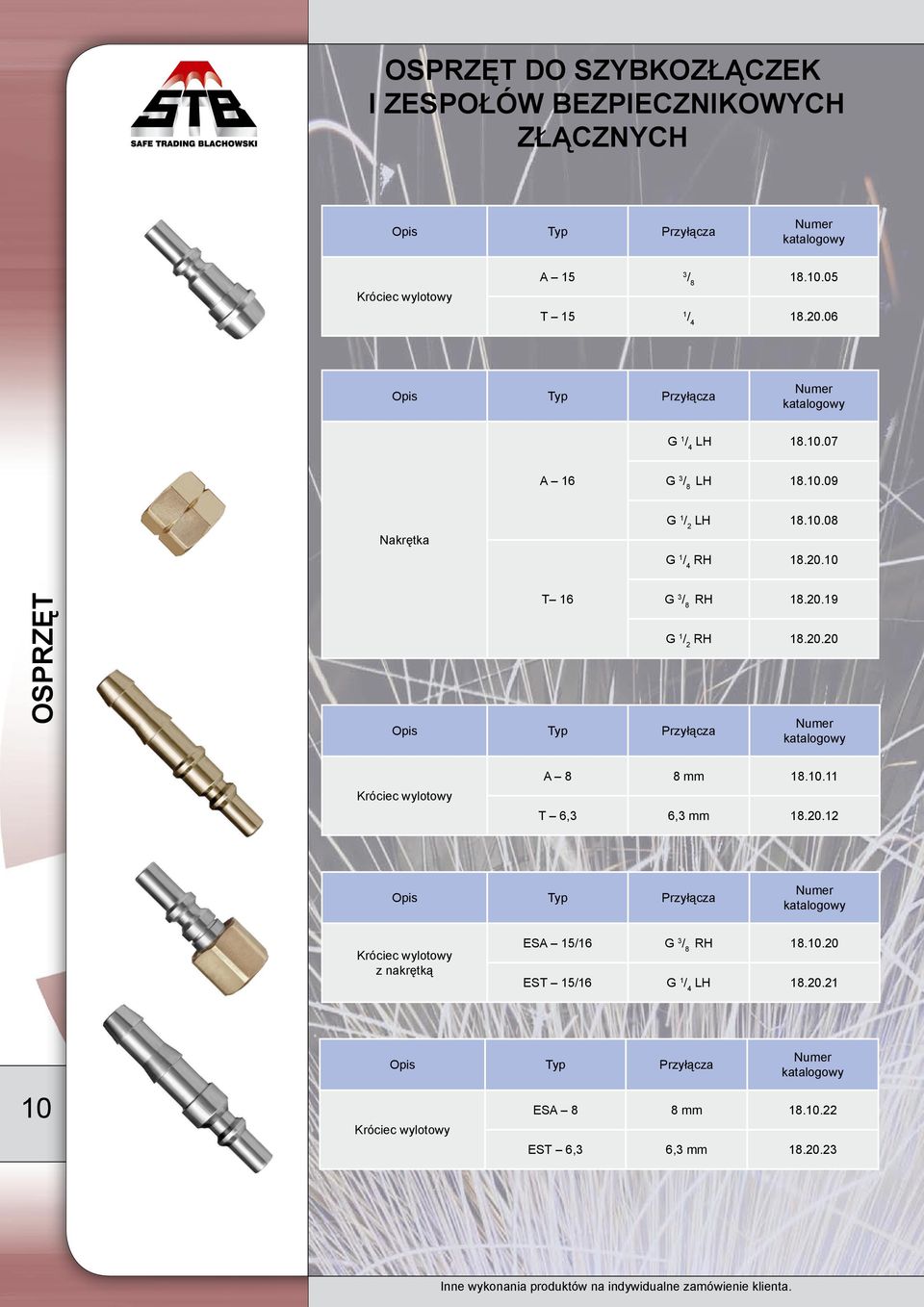 20.9 G / 2 RH 8.20.20 Króciec wylotowy A 8 8 mm 8.0. T 6,3 6,3 mm 8.20.2 Opis Króciec wylotowy z nakrętką ESA 5/6 RH 8.