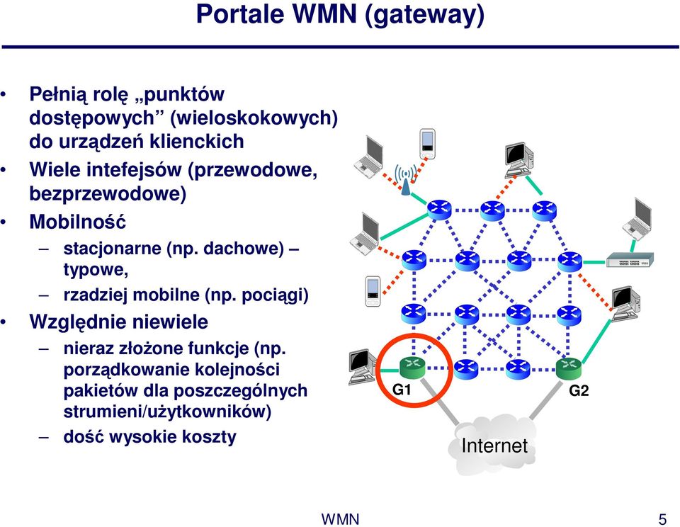 dachowe) typowe, rzadziej mobilne (np. pociągi) Względnie niewiele nieraz złoŝone funkcje (np.