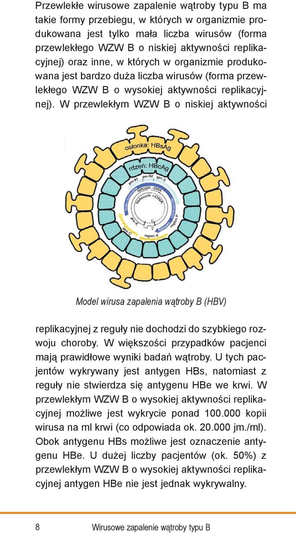 W przewlekłym WZW B o niskiej aktywności Model wirusa zapalenia wątroby B (HBV) replikacyjnej z reguły nie dochodzi do szybkiego rozwoju choroby.