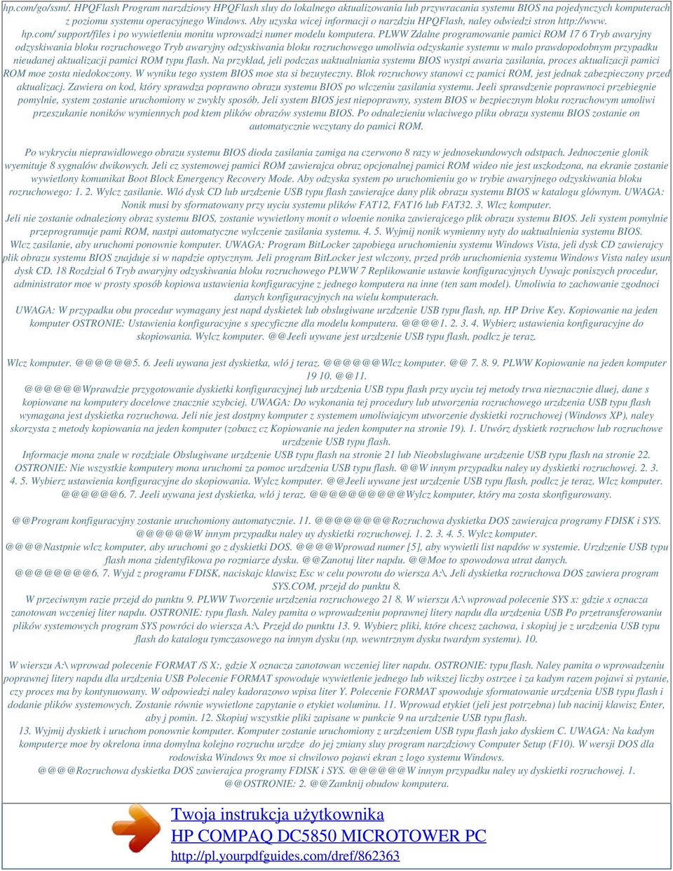 PLWW Zdalne programowanie pamici ROM 17 6 Tryb awaryjny odzyskiwania bloku rozruchowego Tryb awaryjny odzyskiwania bloku rozruchowego umoliwia odzyskanie systemu w malo prawdopodobnym przypadku