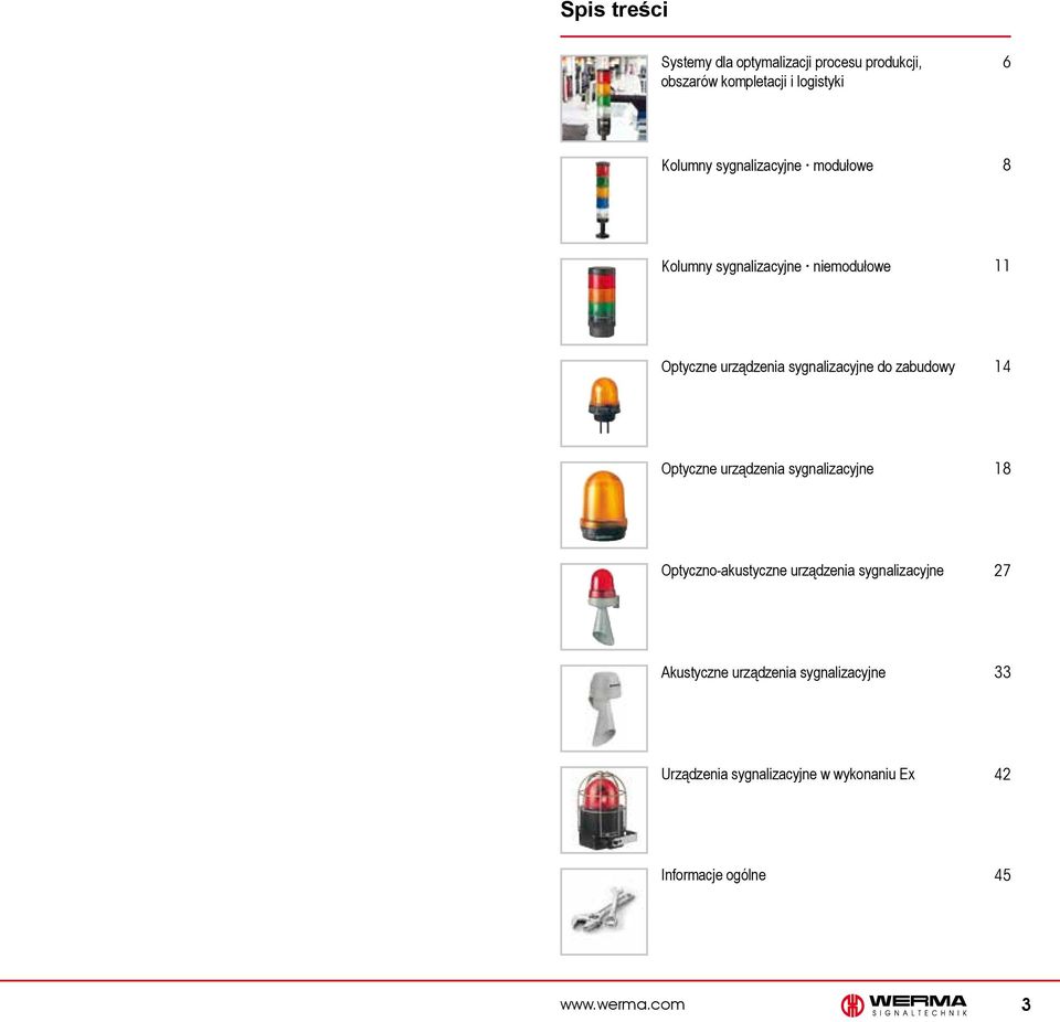 zabudowy 4 Optyczne urządzenia sygnalizacyjne 8 Optyczno-akustyczne urządzenia sygnalizacyjne 27