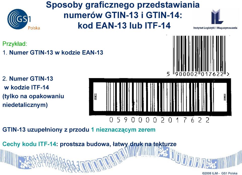 Numer GTIN-13 w kodzie ITF-14 (tylko na opakowaniu niedetalicznym) GTIN-13