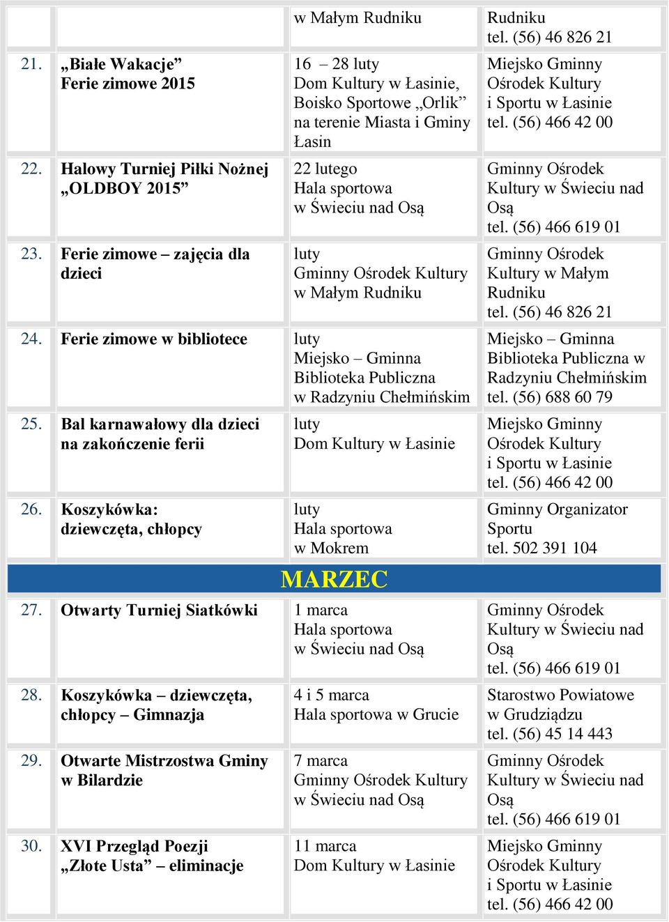 Ferie zimowe w bibliotece luty Biblioteka Publiczna w Radzyniu Chełmińskim 25. Bal karnawałowy dla dzieci na zakończenie ferii 26.