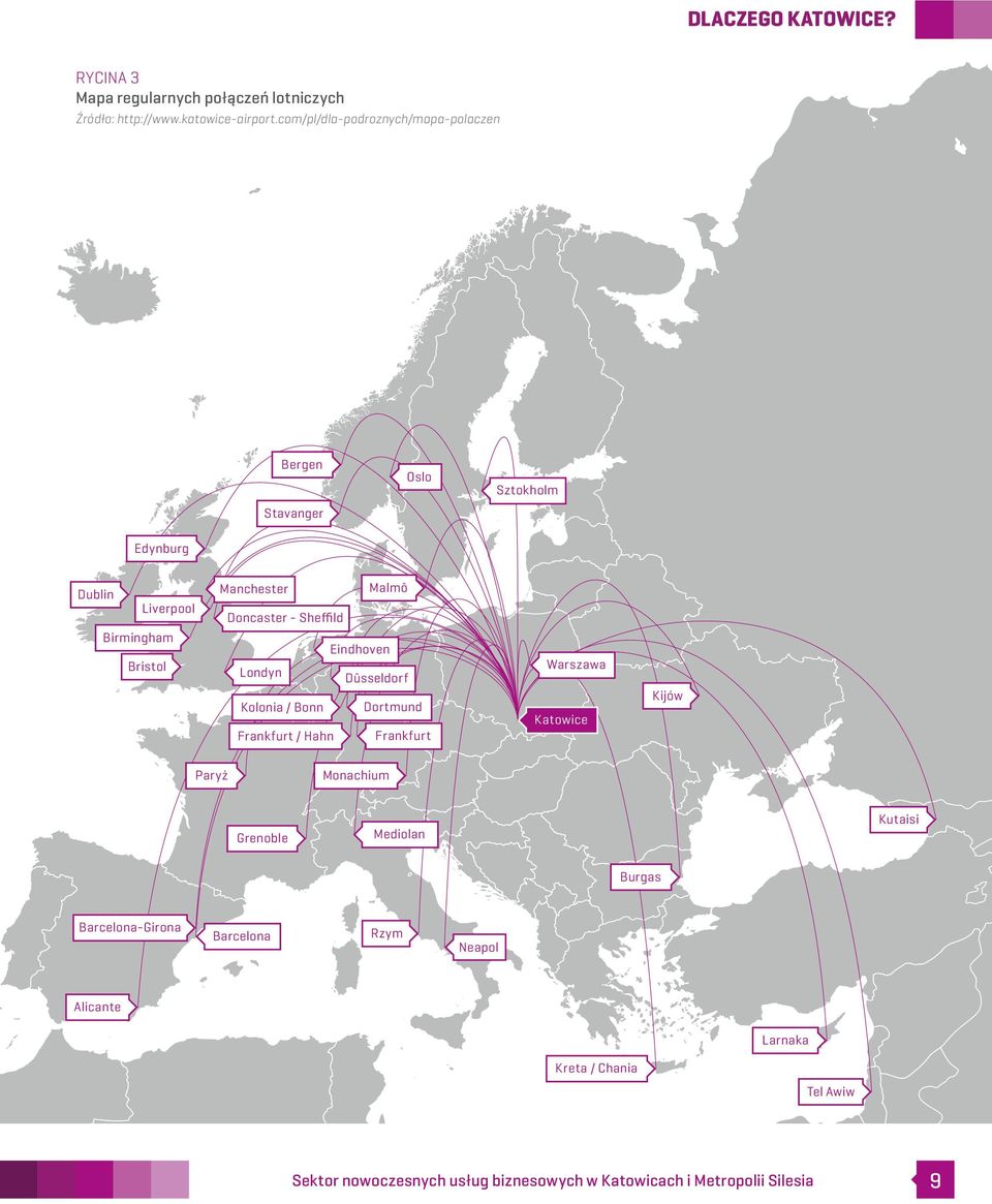 - Sheffild Eindhoven Londyn Düsseldorf Kolonia / Bonn Dortmund Frankfurt / Hahn Frankfurt Warszawa Katowice Kijów Paryż Monachium Grenoble