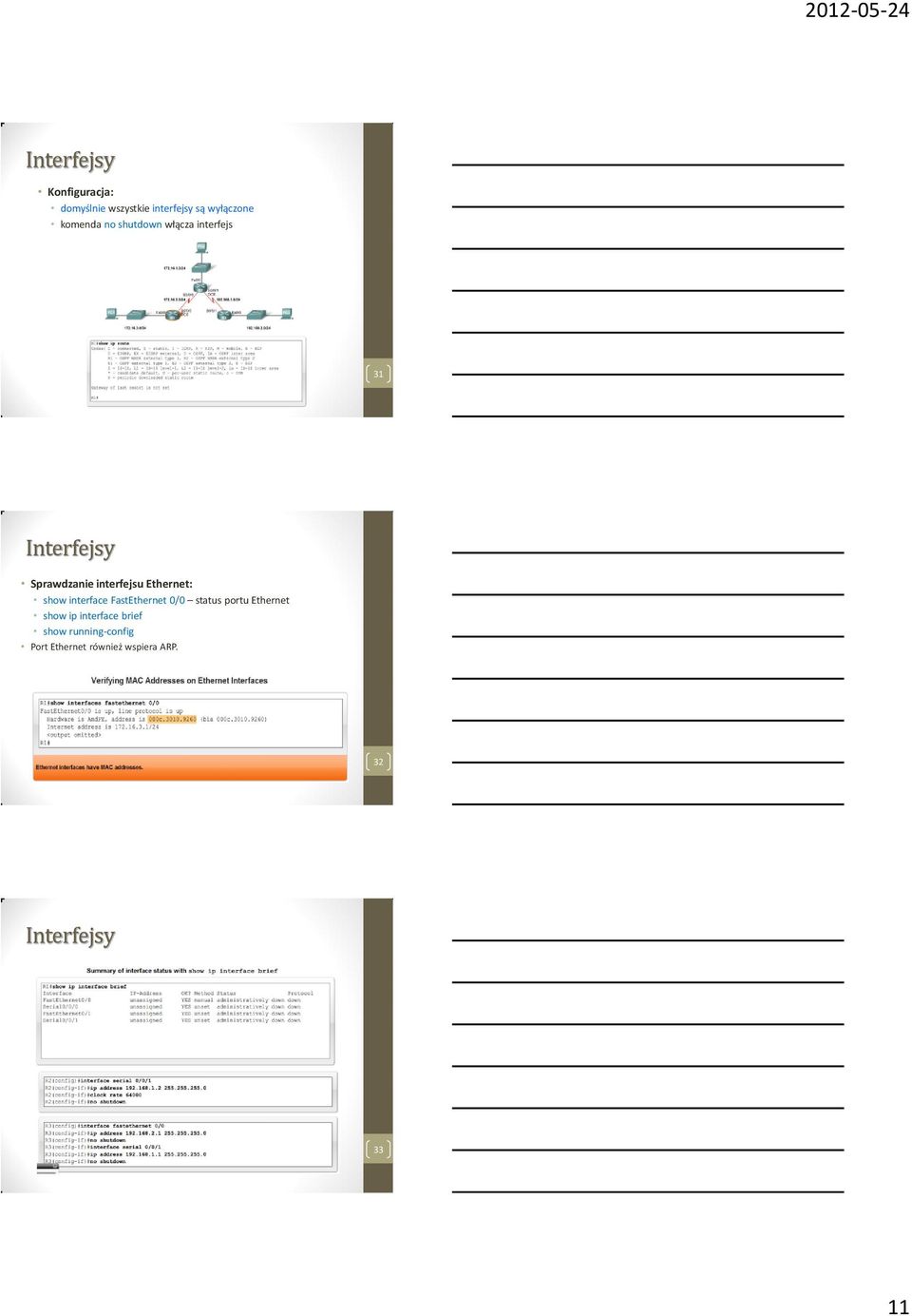 show interface FastEthernet 0/0 status portu Ethernet show ip interface