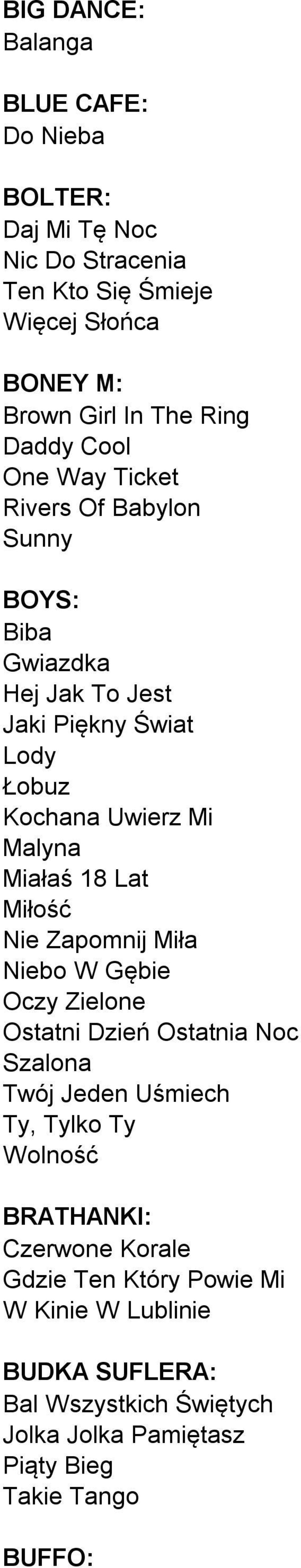 18 Lat Miłość Nie Zapomnij Miła Niebo W Gębie Oczy Zielone Ostatni Dzień Ostatnia Noc Szalona Twój Jeden Uśmiech Ty, Tylko Ty Wolność BRATHANKI: