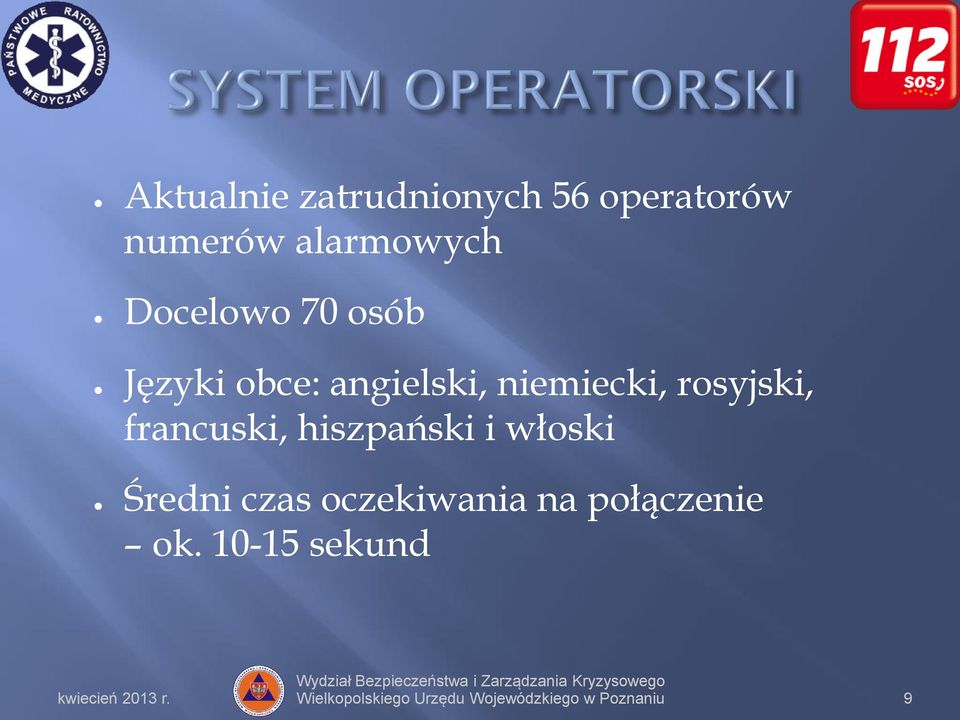 francuski, hiszpański i włoski Średni czas oczekiwania na