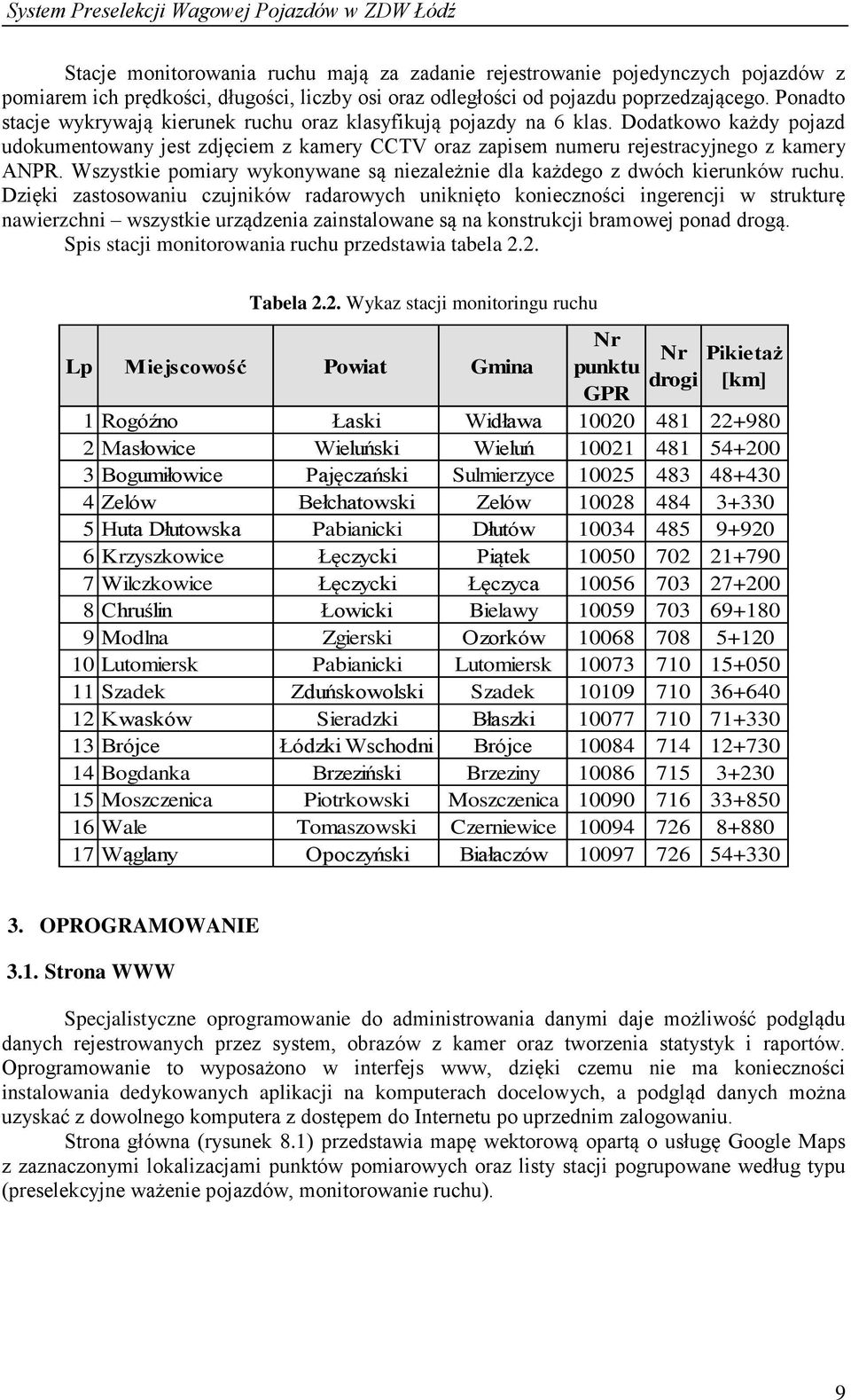 Dodatkowo każdy pojazd udokumentowany jest zdjęciem z kamery CCTV oraz zapisem numeru rejestracyjnego z kamery ANPR. Wszystkie pomiary wykonywane są niezależnie dla każdego z dwóch kierunków ruchu.