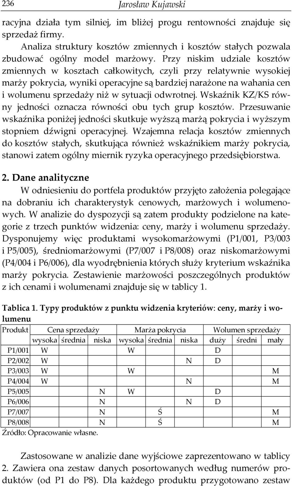 Wskaźnik KZ/KS równy jedności oznacza równości obu tych grup kosztów. Przesuwanie wskaźnika poniżej jedności skutkuje wyższą marżą i wyższym stopniem dźwigni operacyjnej.