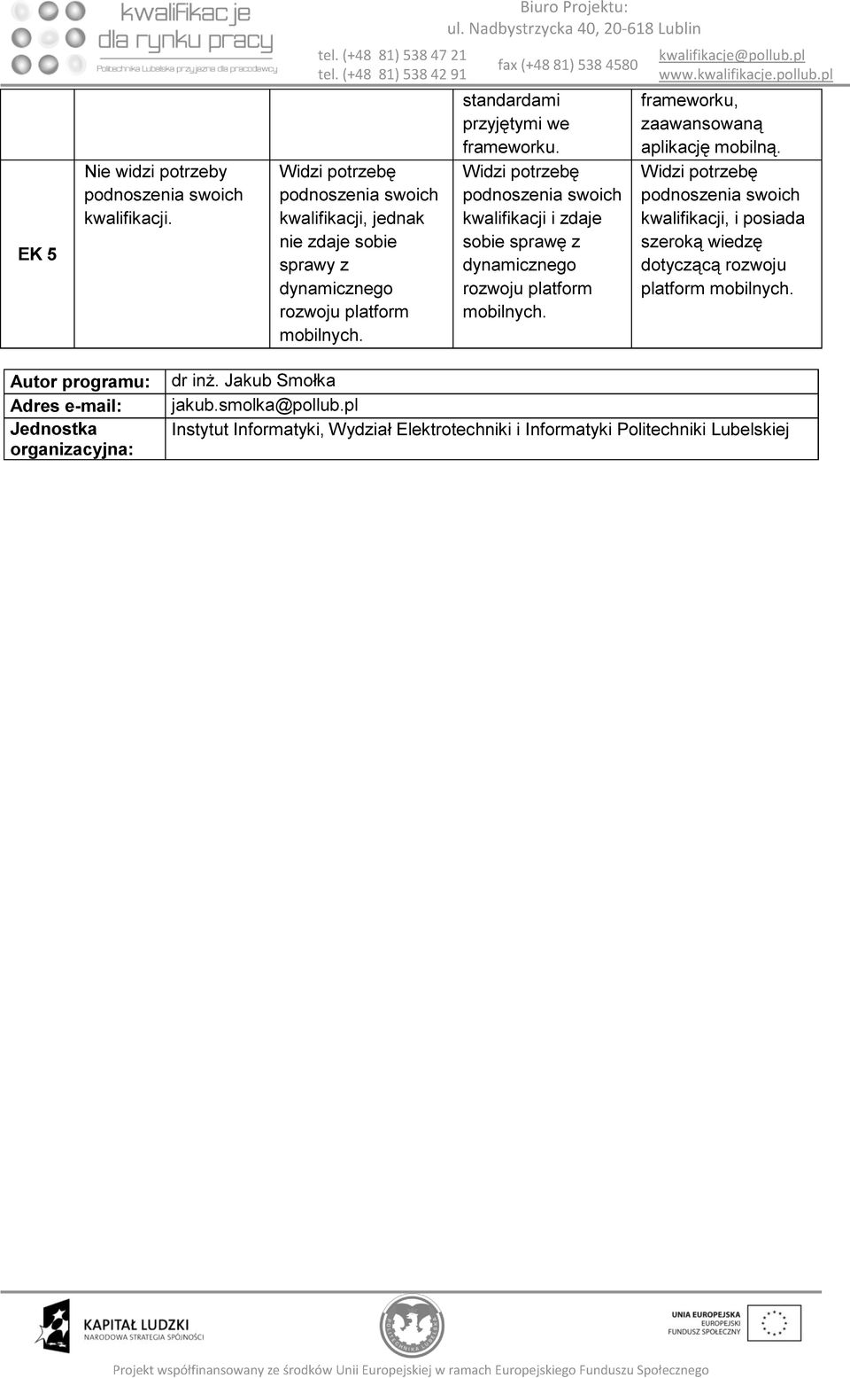 sobie sprawę z dynamicznego rozwoju platform frameworku, zaawansowaną aplikację mobilną.