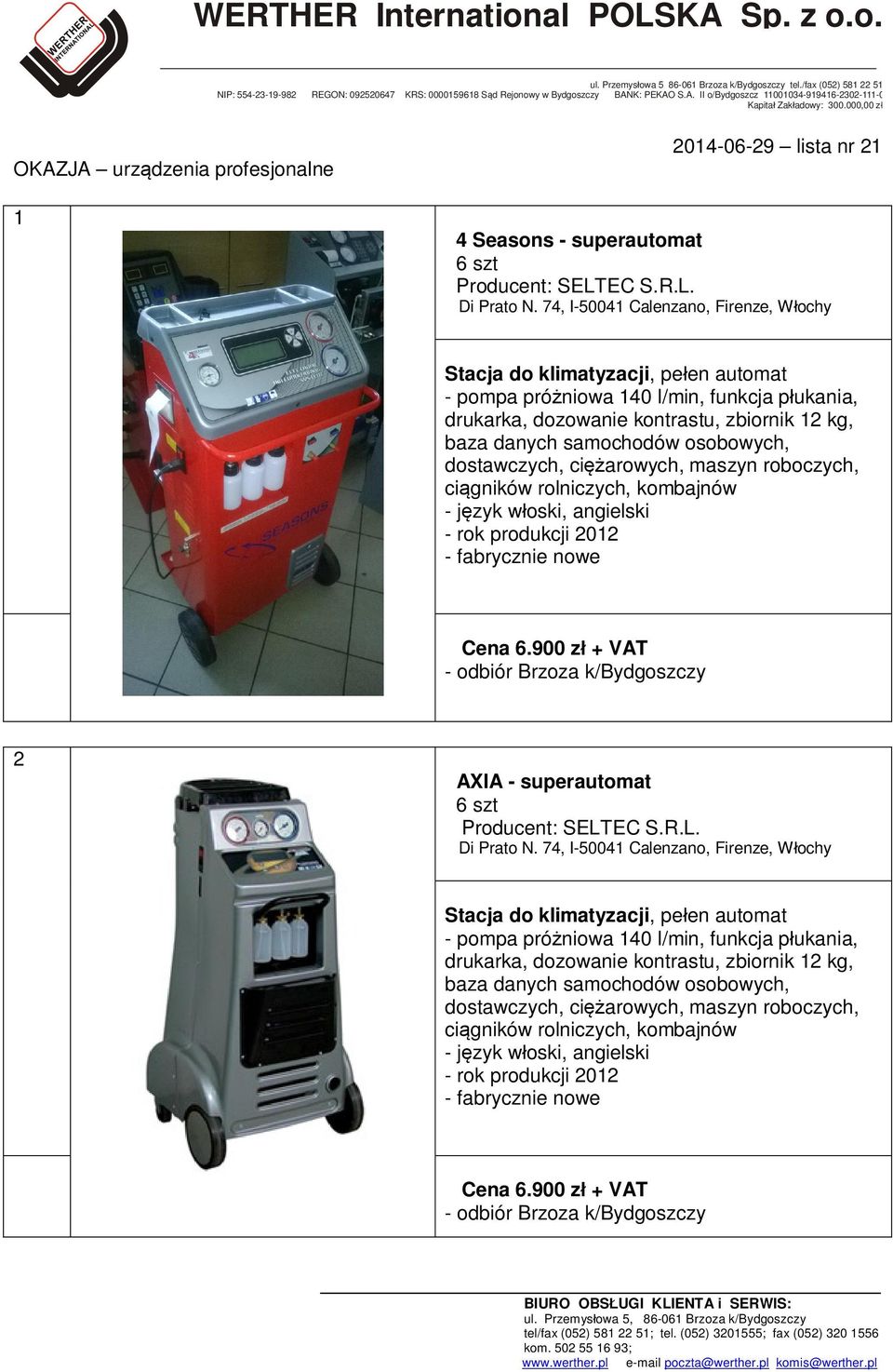 osobowych, dostawczych, ciężarowych, maszyn roboczych, ciągników rolniczych, kombajnów - język włoski, angielski - rok produkcji 2012 - fabrycznie nowe Cena 6.