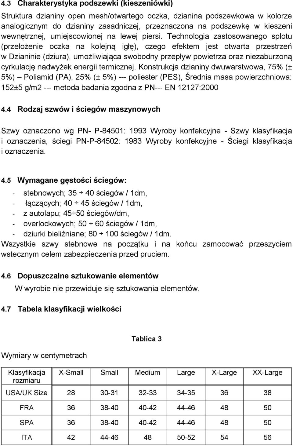 Technologia zastosowanego splotu (przełożenie oczka na kolejną igłę), czego efektem jest otwarta przestrzeń w Dzianinie (dziura), umożliwiająca swobodny przepływ powietrza oraz niezaburzoną