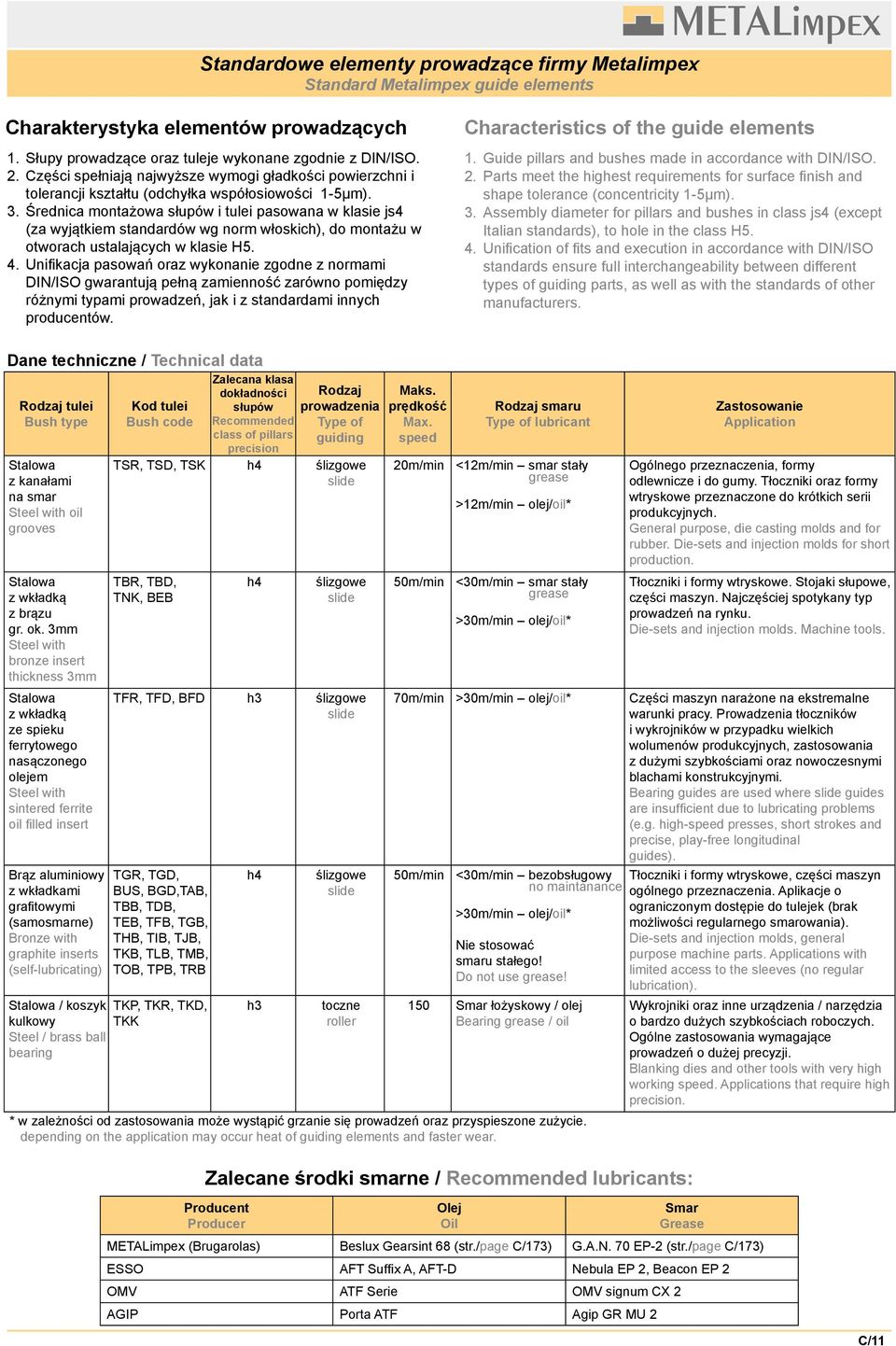 Średnica montażowa słupów i tulei pasowana w klasie js4 (za wyjątkiem standardów wg norm włoskich), do montażu w otworach ustalających w klasie H5. 4.