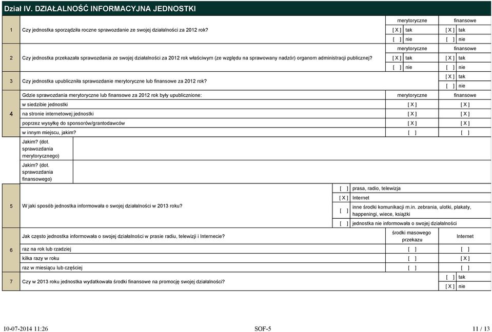 3 Czy jednostka upubliczniła sprawozdanie merytoryczne lub finansowe za 2012 rok?