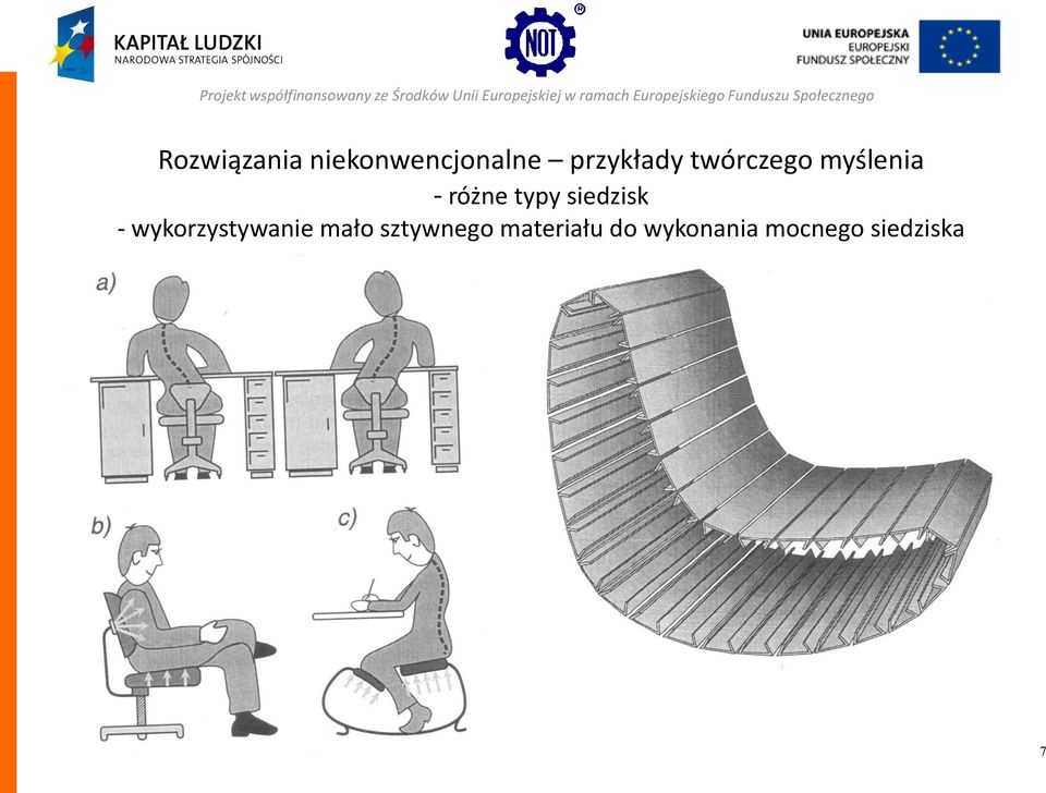 typy siedzisk - wykorzystywanie mało