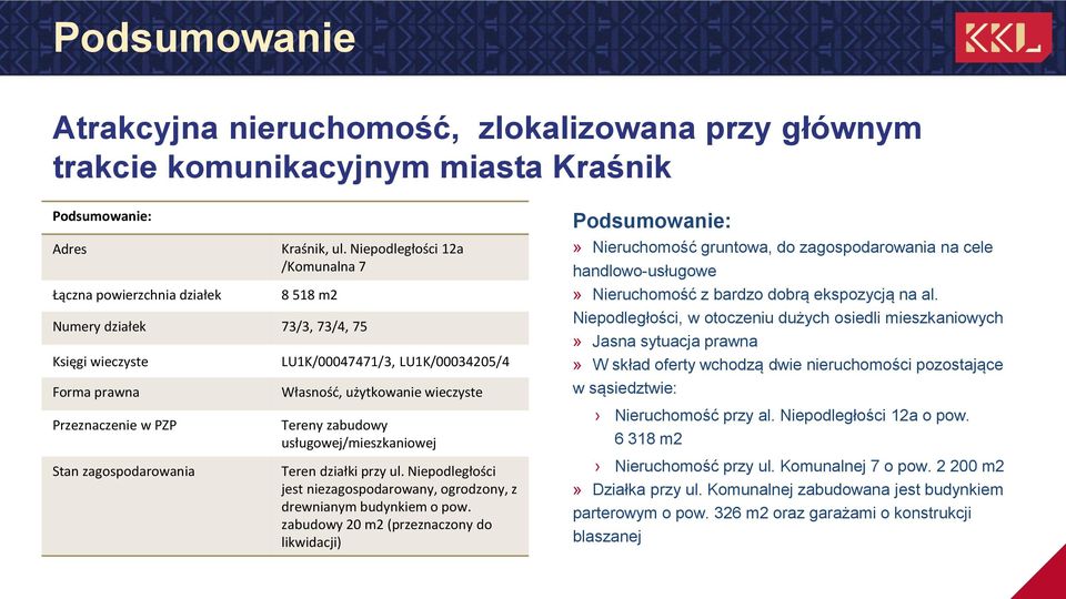 wieczyste Tereny zabudowy usługowej/mieszkaniowej Teren działki przy ul. Niepodległości jest niezagospodarowany, ogrodzony, z drewnianym budynkiem o pow.