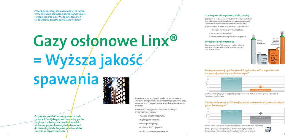 Każda butla jest wyposażona w zawór ciśnienia resztkowego, zapewniającego stałą jakość gazu.