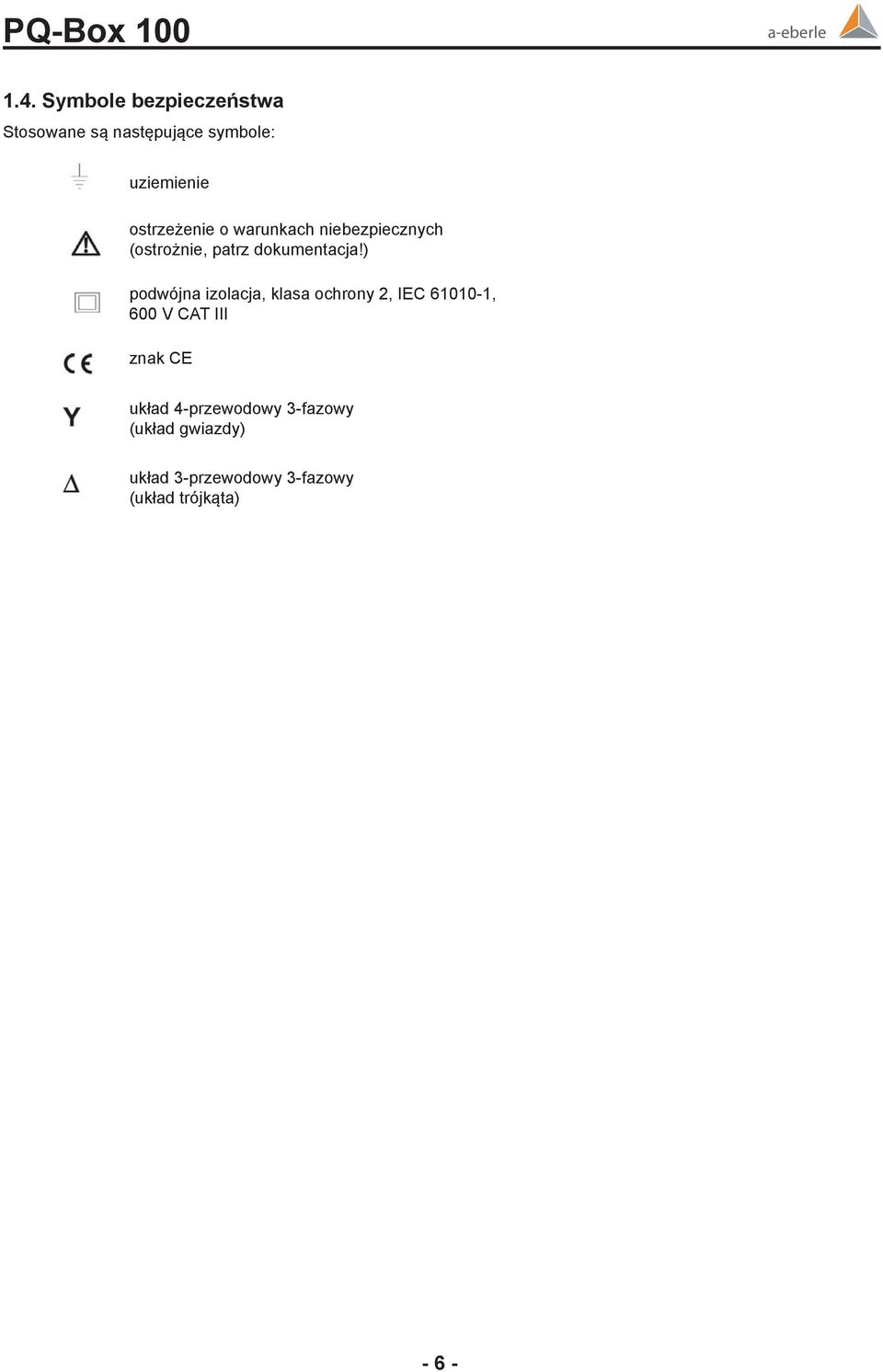 ) podwójna izolacja, klasa ochrony 2, IEC 61010-1, 600 V CAT III znak CE