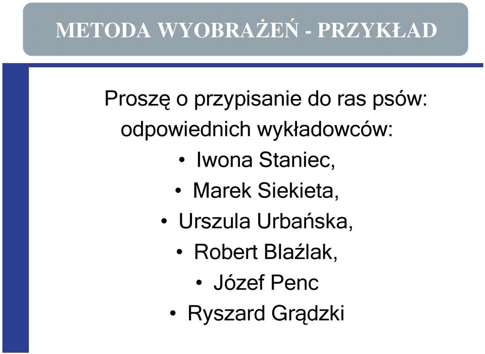 wykładowców: Iwona Staniec, Marek Siekieta,