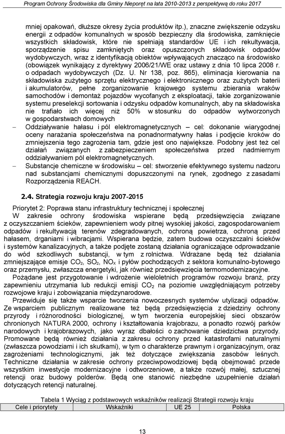 spisu zamkniętych oraz opuszczonych składowisk odpadów wydobywczych, wraz z identyfikacją obiektów wpływających znacząco na środowisko (obowiązek wynikający z dyrektywy 2006/21/WE oraz ustawy z dnia