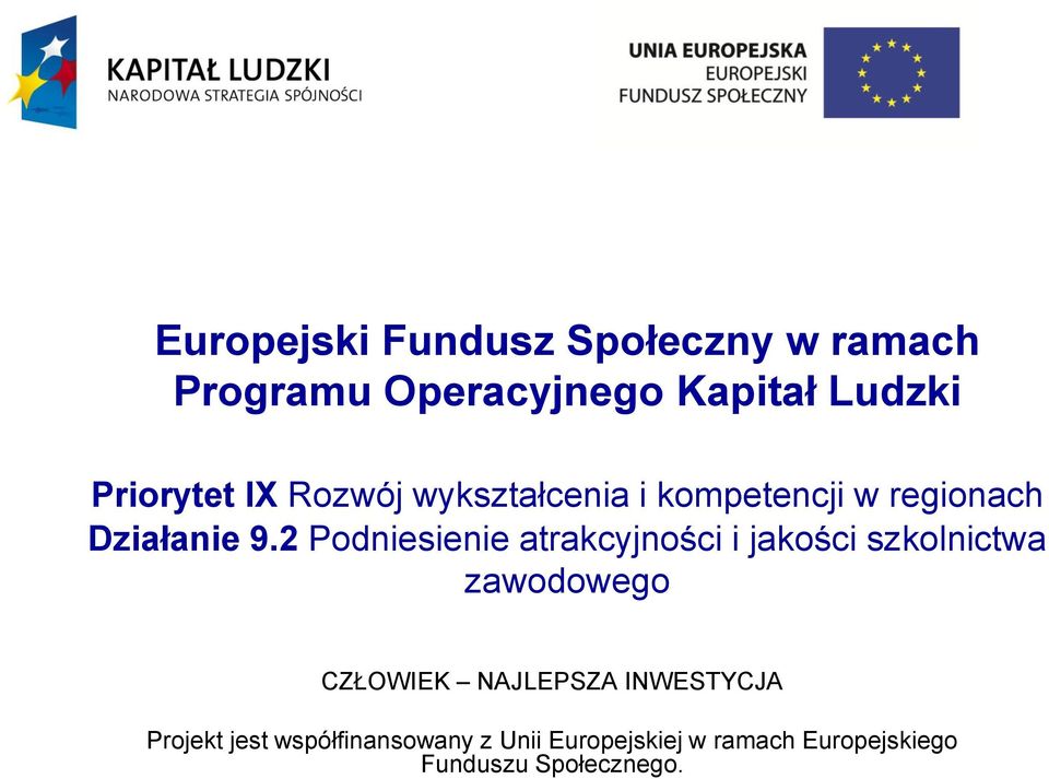 wykształcenia i kompetencji w regionach Działanie 9.