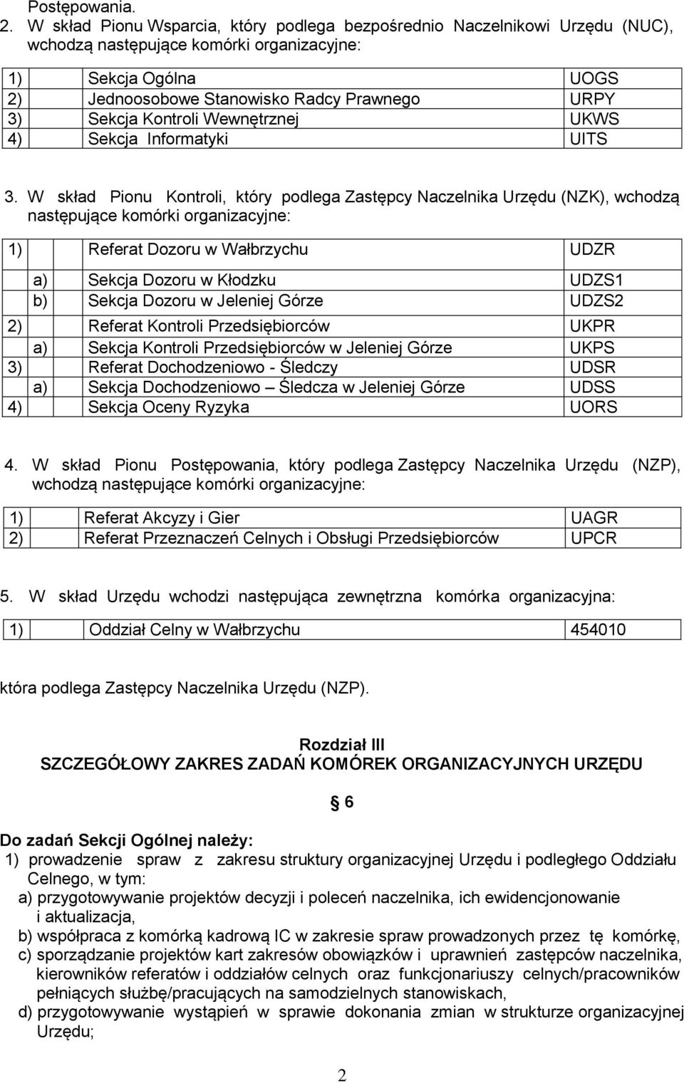 Kontroli Wewnętrznej UKWS 4) Sekcja Informatyki UITS 3.