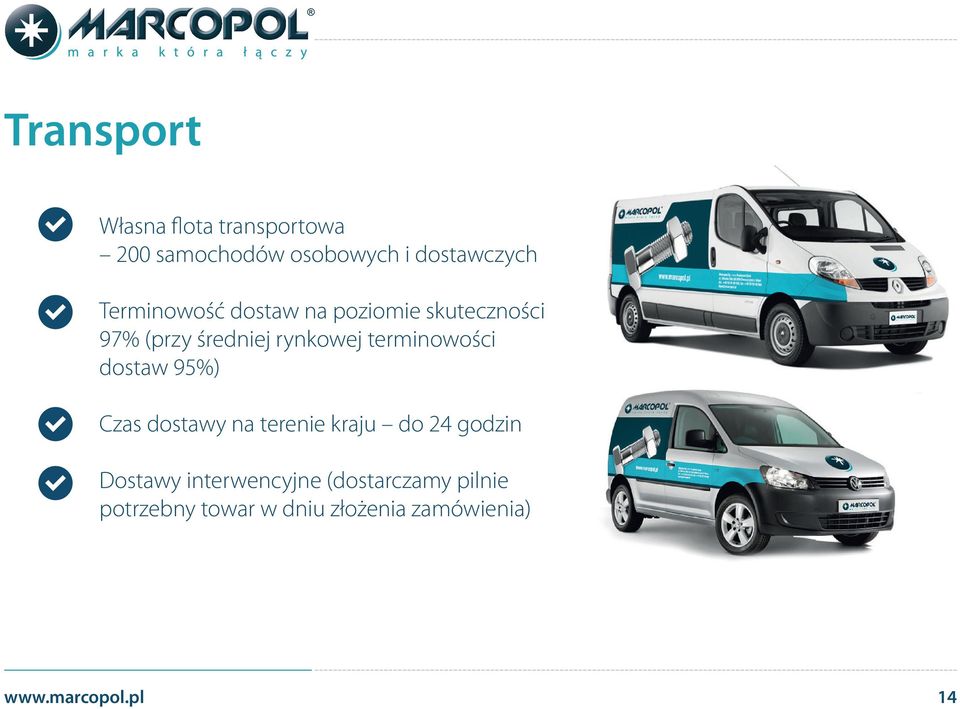terminowości dostaw 95%) Czas dostawy na terenie kraju do 24 godzin Dostawy