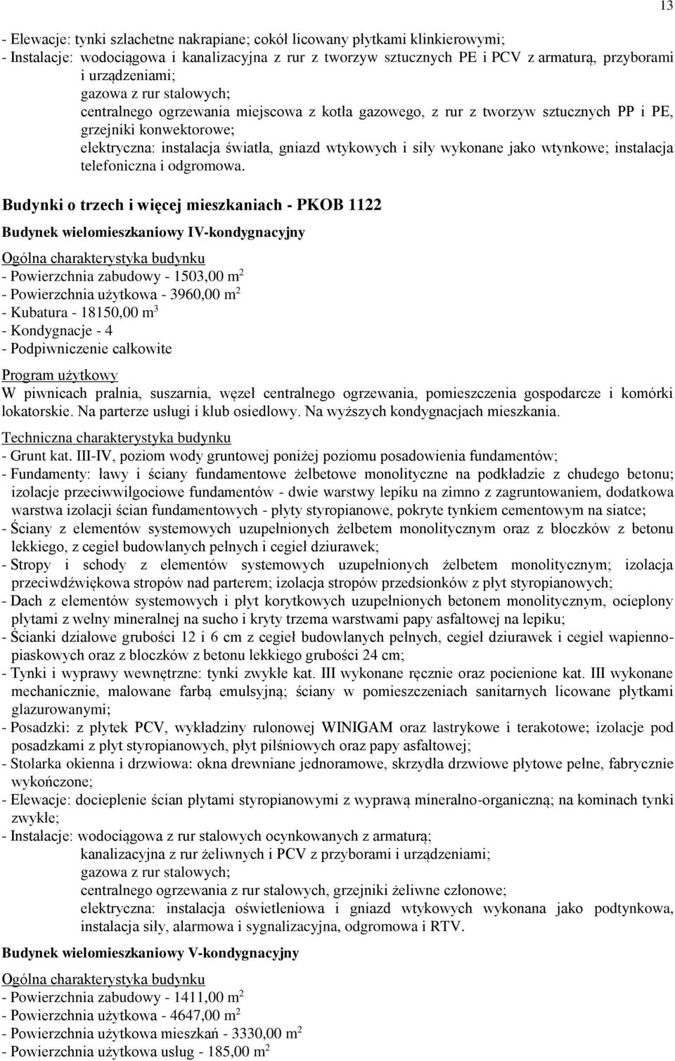 wykonane jako wtynkowe; instalacja telefoniczna i odgromowa.