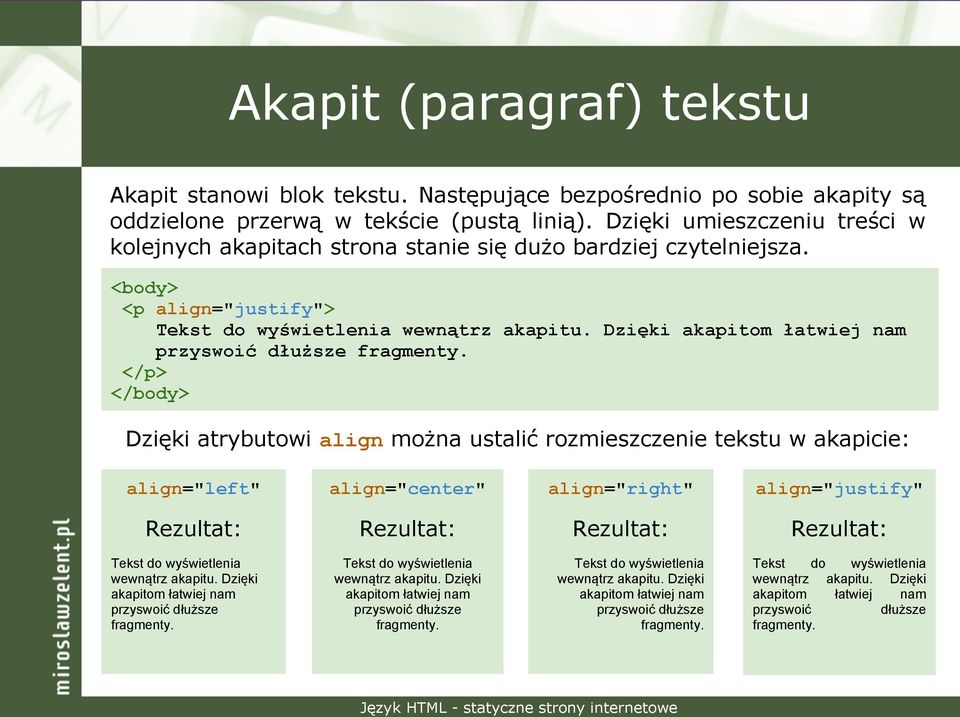 Dzięki akapitom łatwiej nam przyswoić dłuższe fragmenty.