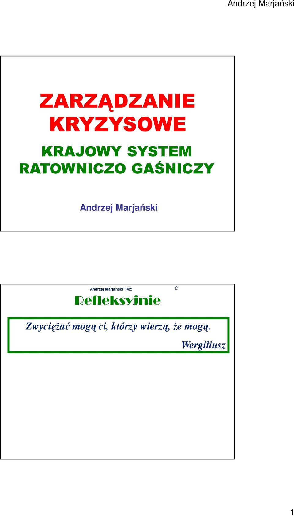 Marjański Refleksyjnie 2 Zwyciężać