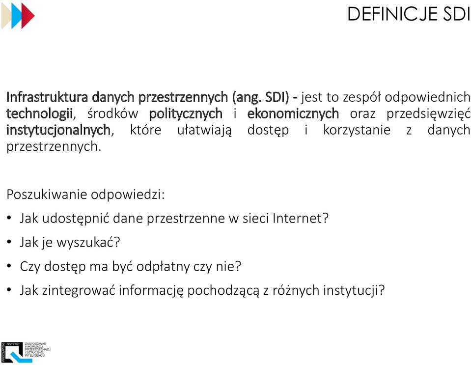 instytucjonalnych, które ułatwiają dostęp i korzystanie z danych przestrzennych.