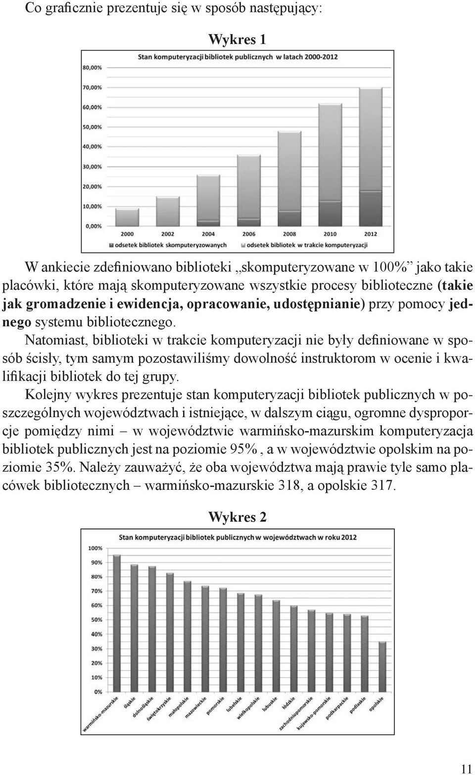 Natomiast, biblioteki w trakcie komputeryzacji nie były definiowane w sposób ścisły, tym samym pozostawiliśmy dowolność instruktorom w ocenie i kwalifikacji bibliotek do tej grupy.