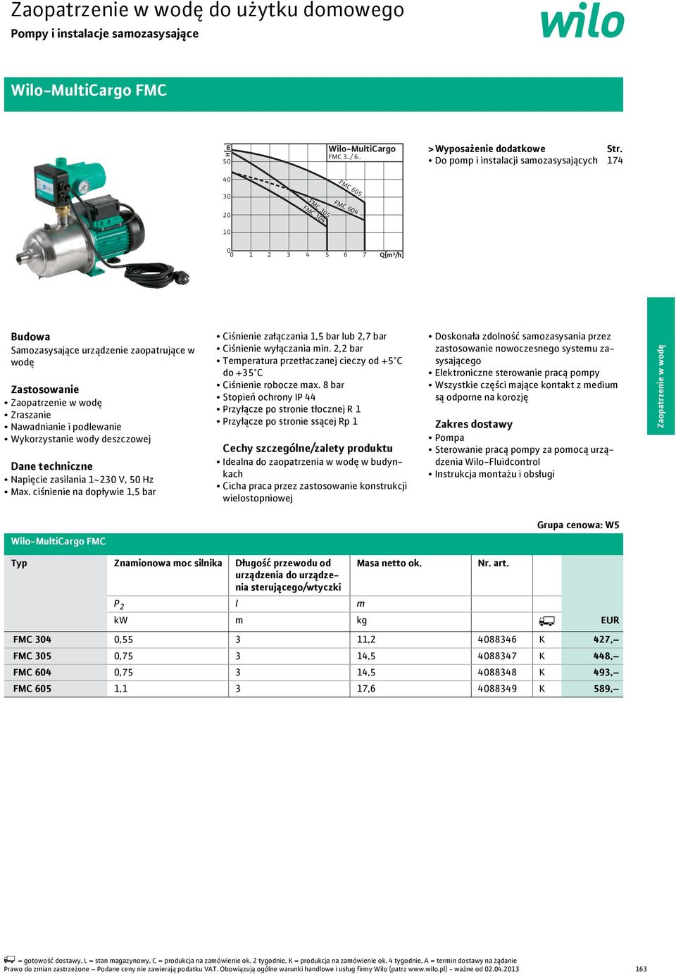 Zraszanie Nawadnianie i podlewanie Wykorzystanie wody deszczowej Dane techniczne Napięcie zasilania 1~230 V, 50 Hz Max.