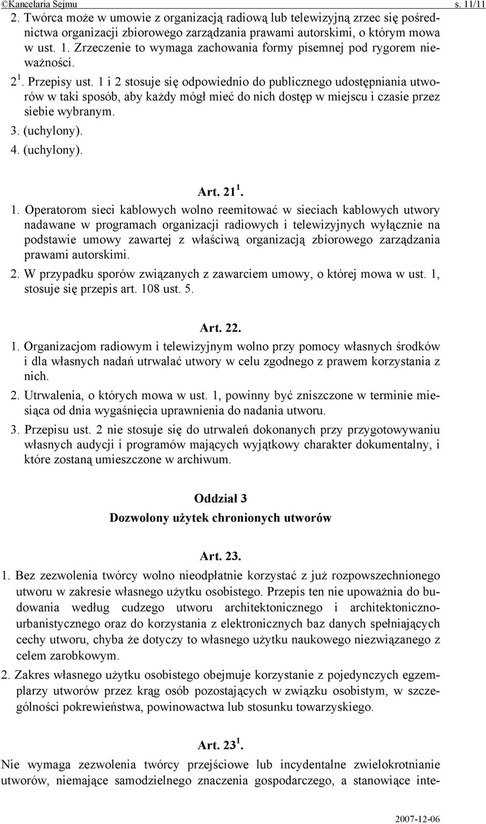(uchylony). Art. 21 1.