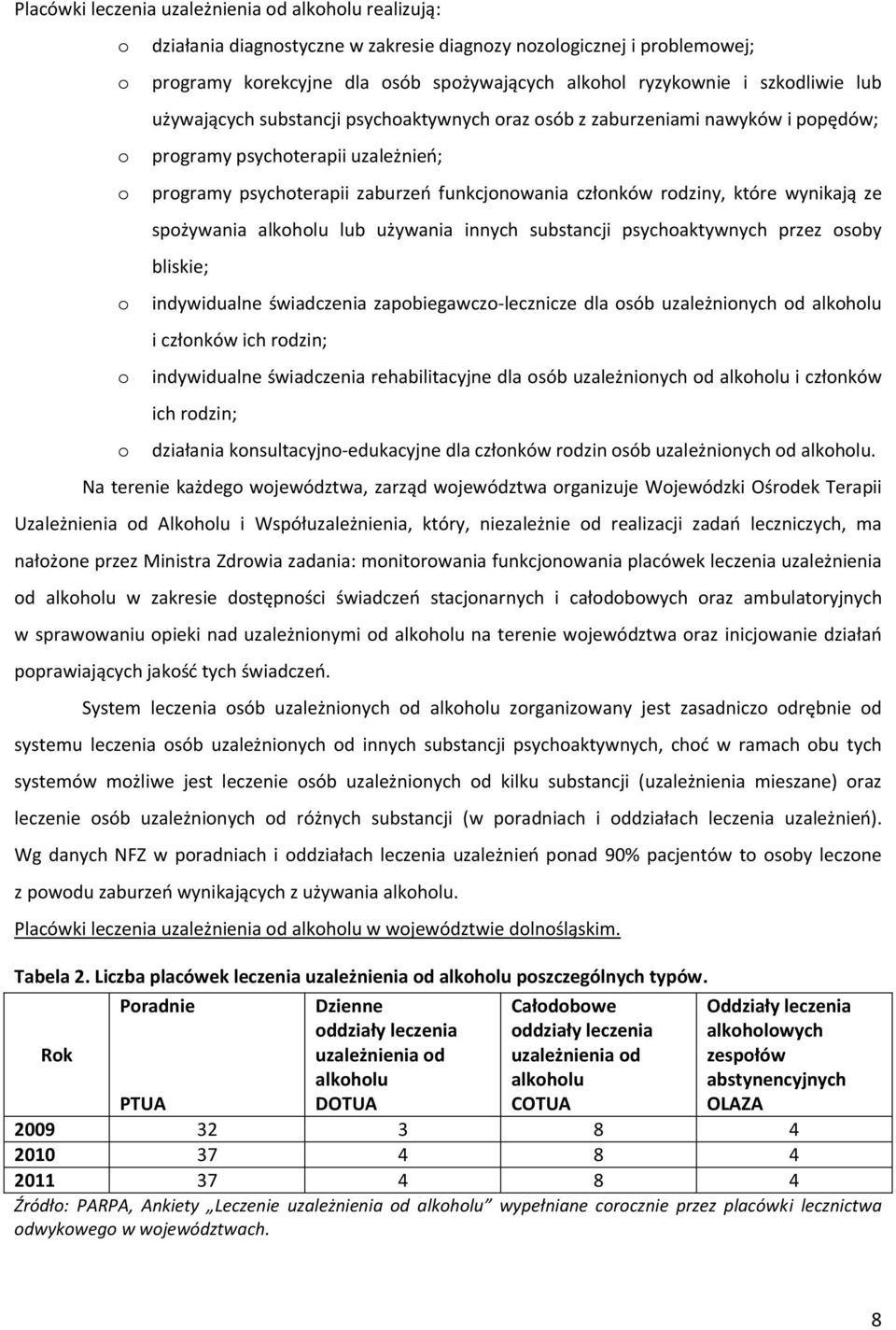 członków rodziny, które wynikają ze spożywania alkoholu lub używania innych substancji psychoaktywnych przez osoby bliskie; indywidualne świadczenia zapobiegawczo-lecznicze dla osób uzależnionych od