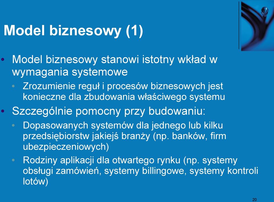 Dopasowanych systemów dla jednego lub kilku przedsiębiorstw jakiejś branży (np.