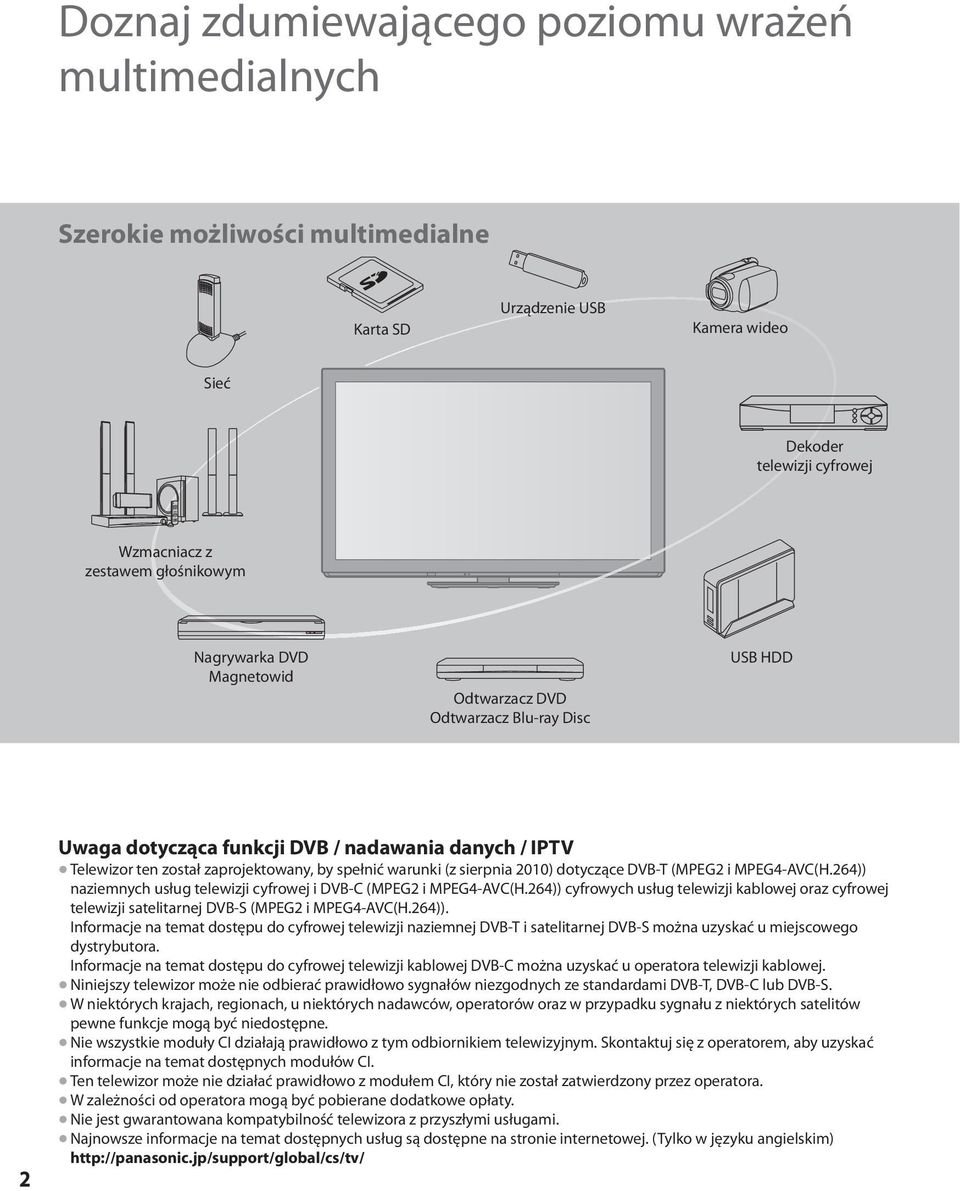 2010) dotyczące DVB-T (MPEG2 i MPEG4-AVC(H.264)) naziemnych usług telewizji cyfrowej i DVB-C (MPEG2 i MPEG4-AVC(H.