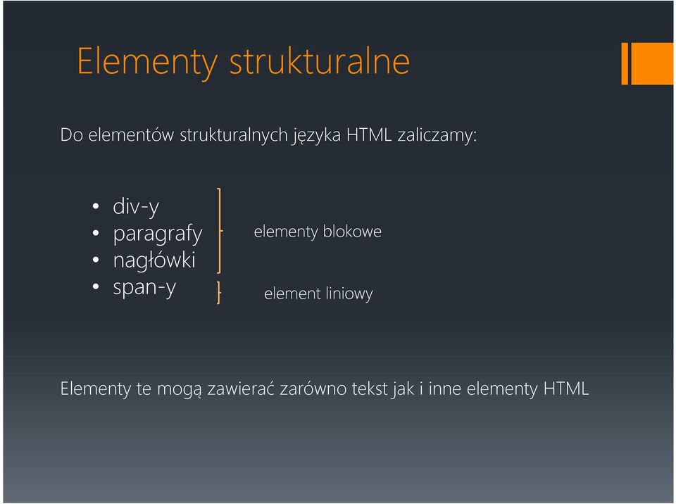 span-y elementy blokowe element liniowy Elementy