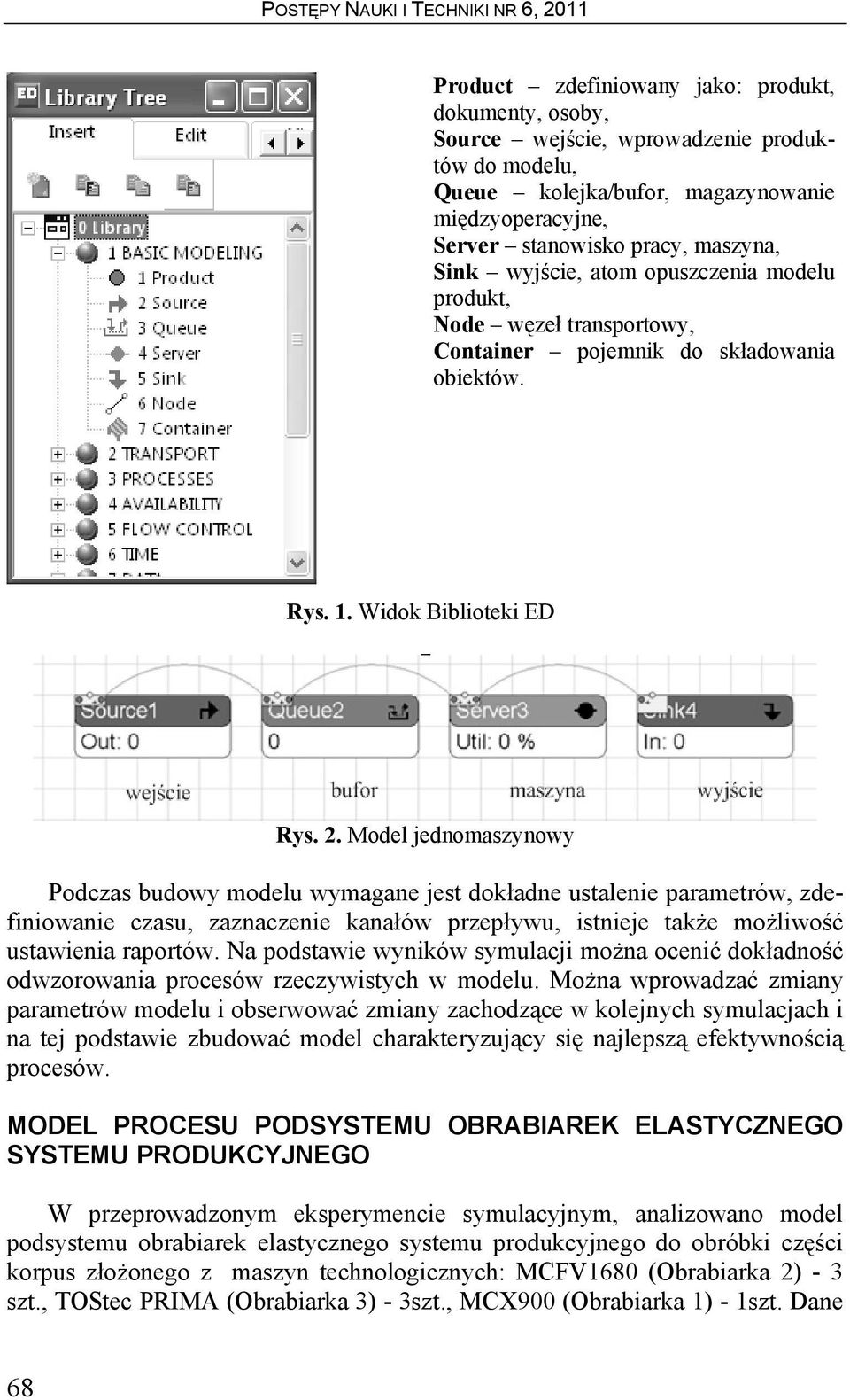 Model jednomaszynowy Podczas budowy modelu wymagane jest dokładne ustalenie parametrów, zdefiniowanie czasu, zaznaczenie kanałów przepływu, istnieje także możliwość ustawienia raportów.