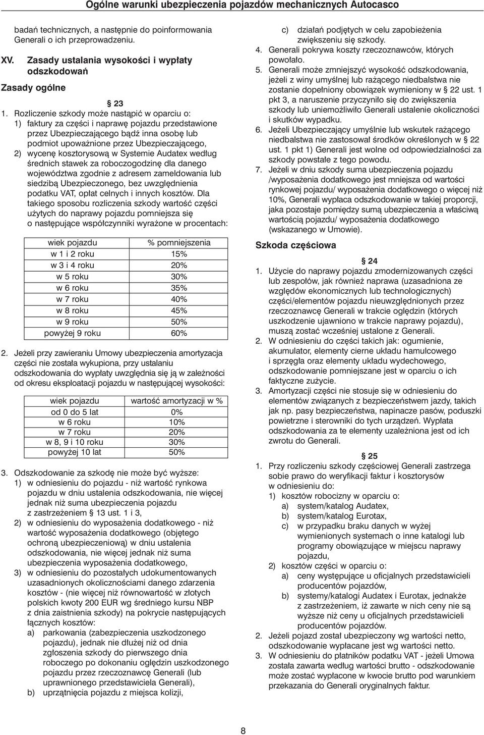 kosztorysowà w Systemie Audatex wed ug Êrednich stawek za roboczogodzin dla danego województwa zgodnie z adresem zameldowania lub siedzibà Ubezpieczonego, bez uwzgl dnienia podatku VAT, op at celnych