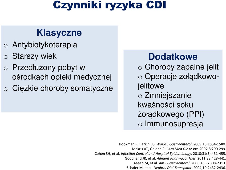 2009;15:1554-1580. Makris AT, Gelone S. J Am Med Dir Assoc. 2007;8:290-299. Cohen SH, et al. Infection Control and Hospital Epidemiology. 2010;31(5):431-455.