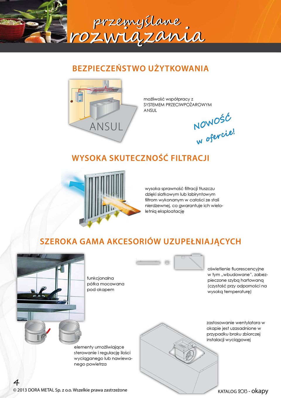 eksploatację SZEROK GM KCESORIÓW UZUPEŁNIJĄCYCH funkcjonalna półka mocowana pod okapem oświetlenie fluorescencyjne w tym wbudowane, zabezpieczone szybą hartowaną (czystość przy