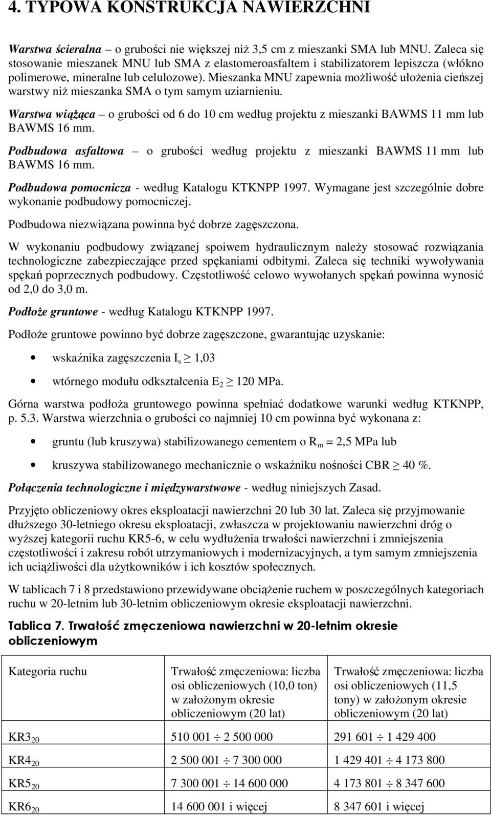 Mieszanka MNU zapewnia moŝliwość ułoŝenia cieńszej warstwy niŝ mieszanka SMA o tym samym uziarnieniu. Warstwa wiąŝąca o grubości od 6 do 10 cm według projektu z mieszanki BAWMS 11 mm lub BAWMS 16 mm.