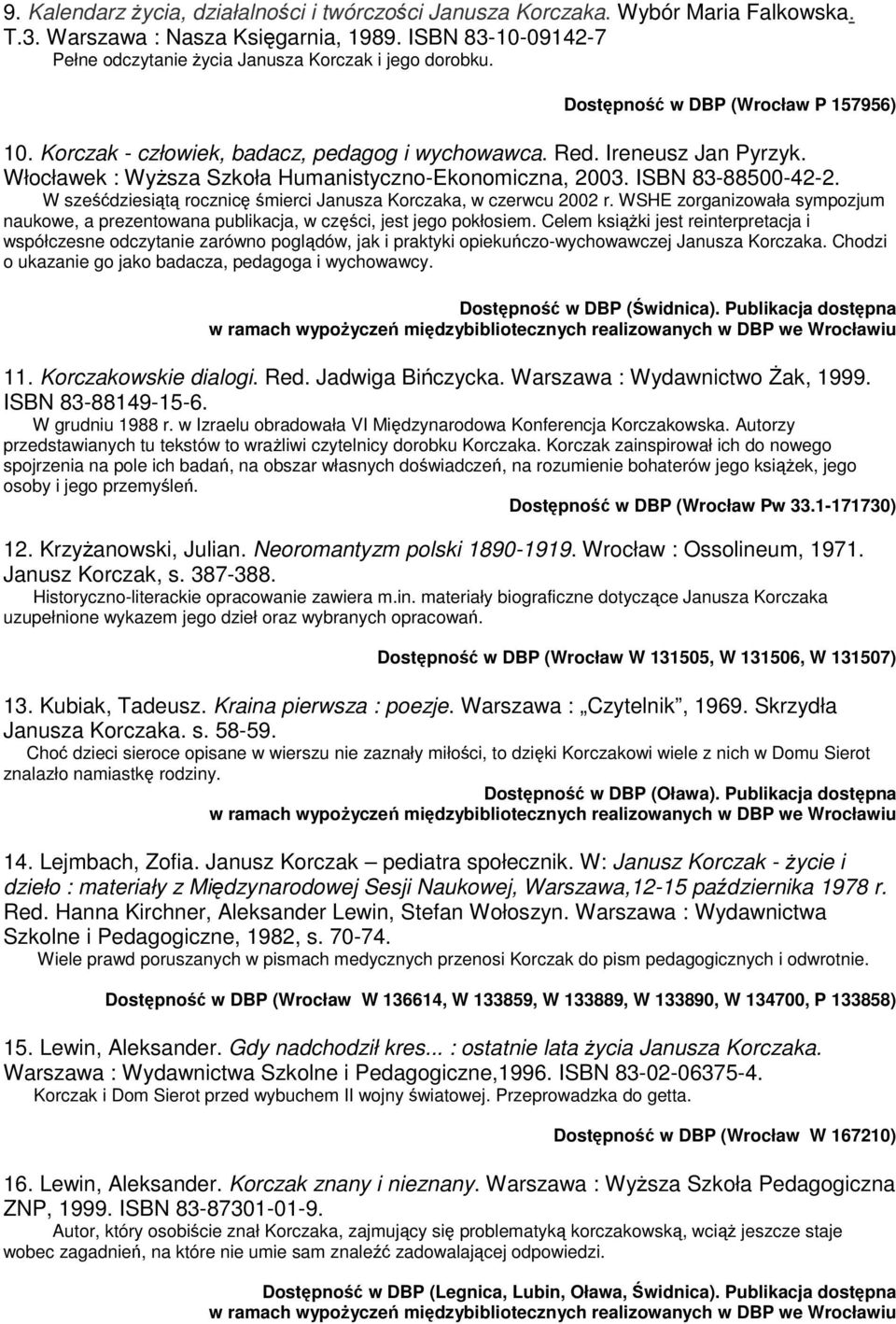 W sześćdziesiątą rocznicę śmierci Janusza Korczaka, w czerwcu 2002 r. WSHE zorganizowała sympozjum naukowe, a prezentowana publikacja, w części, jest jego pokłosiem.
