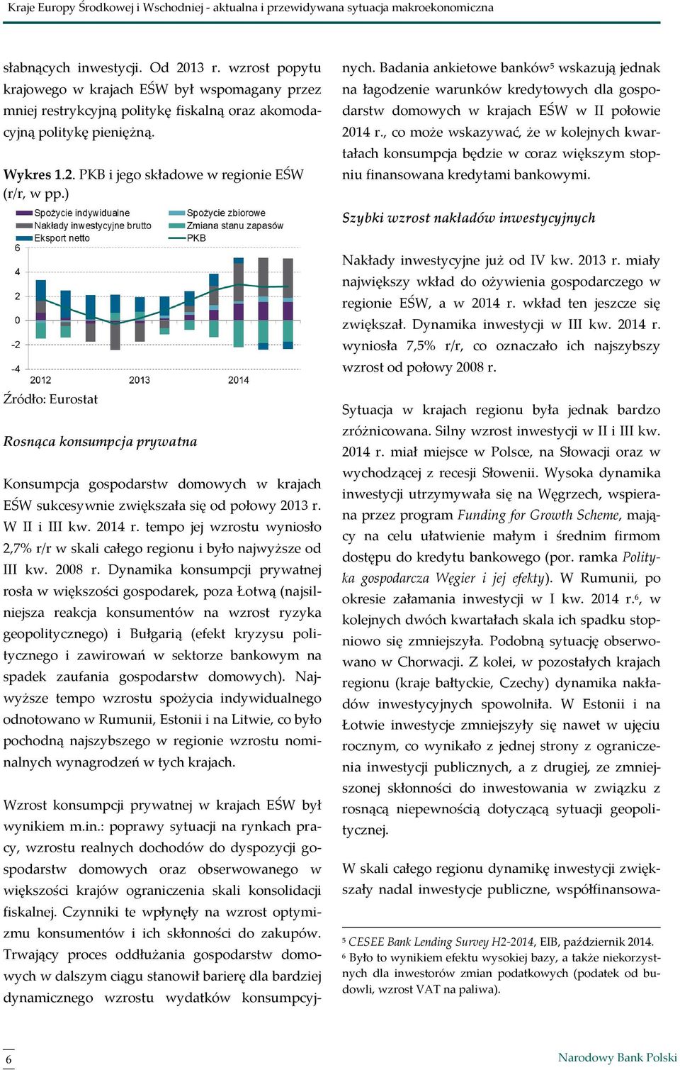 ) Źródło: Eurostat Rosnąca konsumpcja prywatna Konsumpcja gospodarstw domowych w krajach EŚW sukcesywnie zwiększała się od połowy 2013 r. W II i III kw. 2014 r.