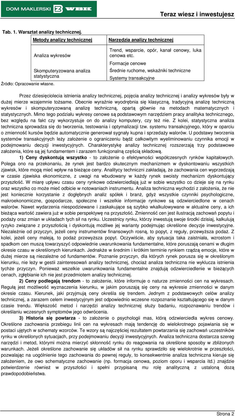 Formacje ceowe Średe ruchome, wskaźk techcze Systemy trasakcyje Przez dzesęcoleca stea aalzy techczej, pojęca aalzy techczej aalzy wykresów były w duŝej merze wzajeme toŝsame.