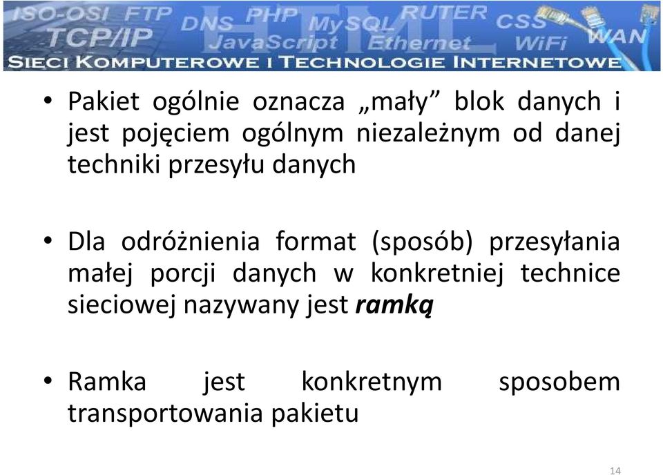 (sposób) przesyłania małej porcji danych w konkretniej technice