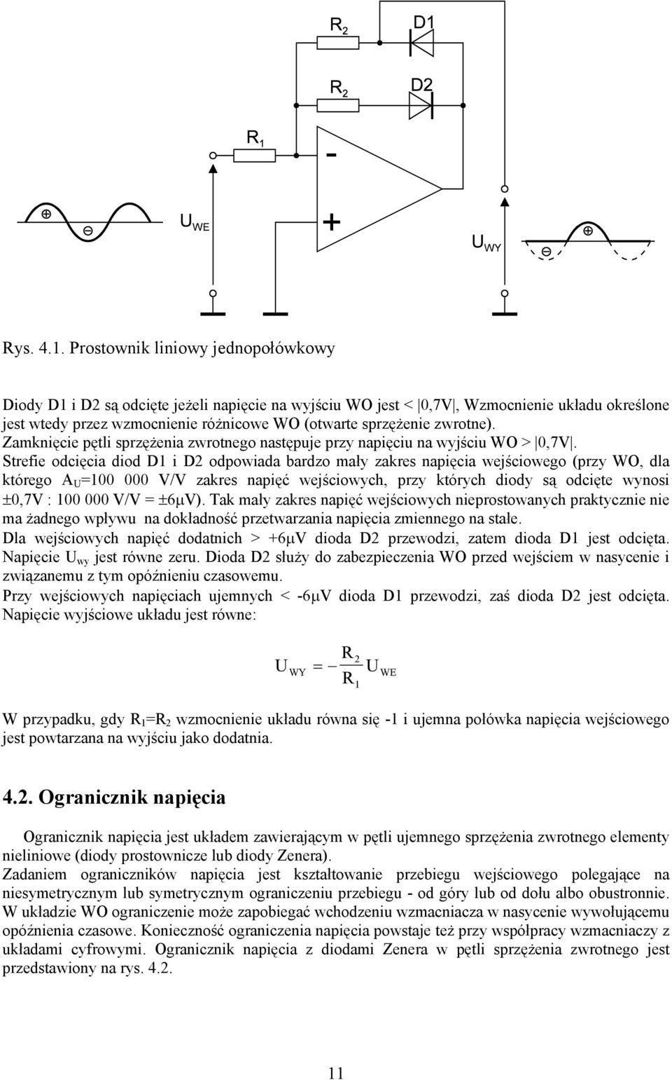 zwrotne). Zamknięcie pętli sprzęŝenia zwrotnego następuje przy napięciu na wyjściu WO > 0,7V.