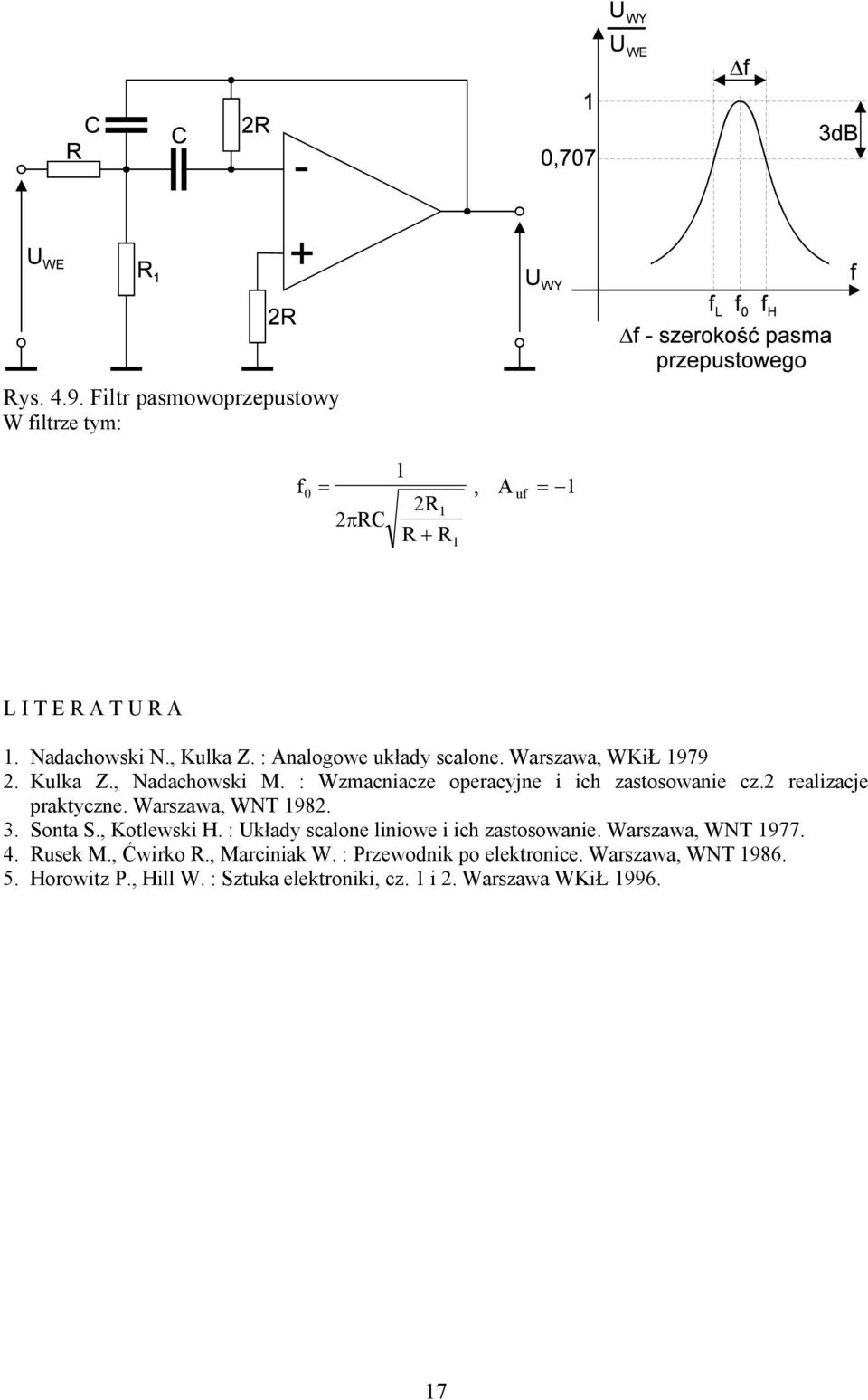 realizacje praktyczne. Warszawa, WNT 98. 3. Sonta S., Kotlewski H. : kłady scalone liniowe i ich zastosowanie. Warszawa, WNT 977.